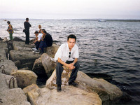 2000.08.dd At a breakwater in Anapa.