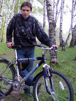 2003.05.15 Having a bicycle ride in a birch forest.