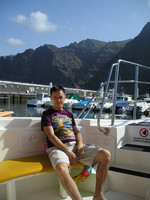 2016.05.22 On a pleasure yacht in the harbor near Los Gigantes rocks of the Tenerife island.