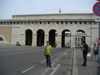2016.09.16 Vienna, the entrance to the Heroes' Square (Heldenplatz) with the label “Franz I, the Emperor of Austria, 1824” (Franciscus I. Imperator Austriae MDCCCXXIV).