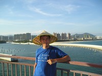 2017.06.04 A view from the lighthouse of the Clear Water Bay (China, as you may notice from my hat) to the coast and the protected part of the bay (port).