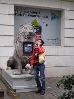 2017.10.01 The “King of Jungle” supposedly protects the public telephone in Istanbul (Turkey) against vandals.