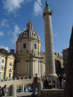2019.10.03 Against the background of the Church of the Holy Name of Mary (at the left) and Trajan's Column (at the right).