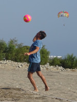 2020.08.29 Playing beach volleyball for the last time: when serving, do not confuse a colorful ball with a colorful parachute… :-D