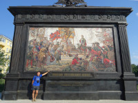 2021.07.11 The street (!) panel (painting?) “Triumph of the Russian Fleet” in Kronstadt (in memory of the 1st naval parade of the Baltic Fleet there on August 11, 1723) is so big that it does not fit into the frame.
