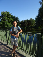 2021.07.12 On the bridge of one of the ponds of the very green Alexandrino Park in Saint Petersburg, Russia.