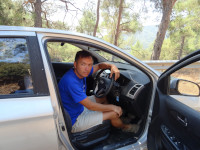 2021.07.30 With a Hyundai i20 mini car rented on Cyprus, which served as a faithful horse for us when traveling around the island, my first right steering wheel! 😱