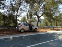 2021.07.30 With a Hyundai i20 mini car rented on Cyprus, which served as a faithful horse for us when traveling around the island, side view.
