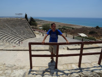 2021.08.01 On a landing/tier of the supposedly restored amphitheater in the Kourion (Κούριον) archaeological park.
