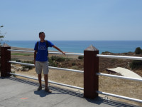 2021.08.01 Another view from a balcony of the Kourion (Κούριον) archaeological park to the Mediterranean Sea, more general, with a not so big me.