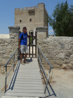 2021.08.01 Against the background of the medieval castle of Kolossi (Κάστρο Κολοσσίου, 1210) on Cyprus, side view.