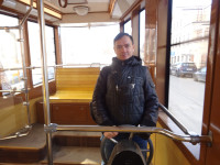 2022.03.17 Inside a tram (this time a real one) of Nizhny Novgorod (Russia), at a strange steering wheel 🤔, more calm, full-face, in a horizontal frame.