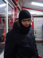 2019-11-23. В балаклаве-подшлемнике перед зимним заездом на картах на полигоне “Lux Kart”.