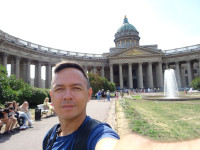 2021-07-13. Питер – город автофото 😊 (для меня). С Казанским собором и фонтаном перед ним.