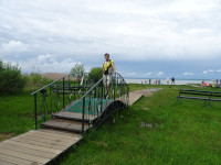 2022-06-05. On a humpback bridge over the flooded shore of Lake Plescheevo, that is in the town of Pereslavl-Zalessky, in the Yaroslavl region, Russia.