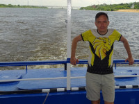 2022-06-10. At the stern of a pleasure boat on the Oka river near Murom (the Vladimir region, Russia).