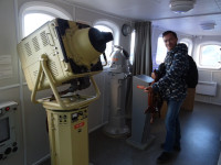 2022-10-09. Did you know that a lighthouse can have a steering wheel and a helmsman (me)? I did not, until I got inside the “Irbensky” floating lighthouse.