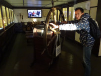 2022-10-09. As requested (see the plate below in Russian), I do not touch the exhibit with my hands, but I wonder: was such a steering wheel also used on such a modern scientific research vessel as the “Vityaz” (1949 – 1980)? 😮