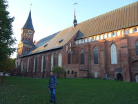 2022-10-10. From the left side and slightly behind the Königsberg Cathedral (Königsberger Dom) at sunset.