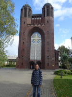 2022-10-11. In front of the Cross Church (Kreuzkirche) of Kaliningrad (Königsberg), Russia, a former Lutheran-Evangelical church (visible by the architecture), but now Orthodox.
