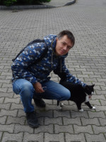 2022-10-11. The cat simply could not have been ominously black by the Cross Church (Kreuzkirche) of Kaliningrad (Königsberg), Russia.