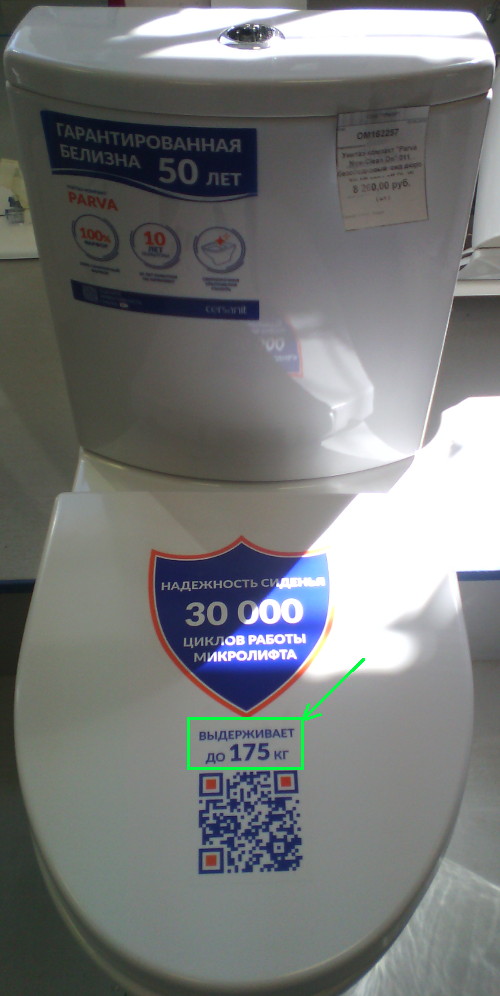 Унитаз выдерживает до 175 кг (г. Владимир)