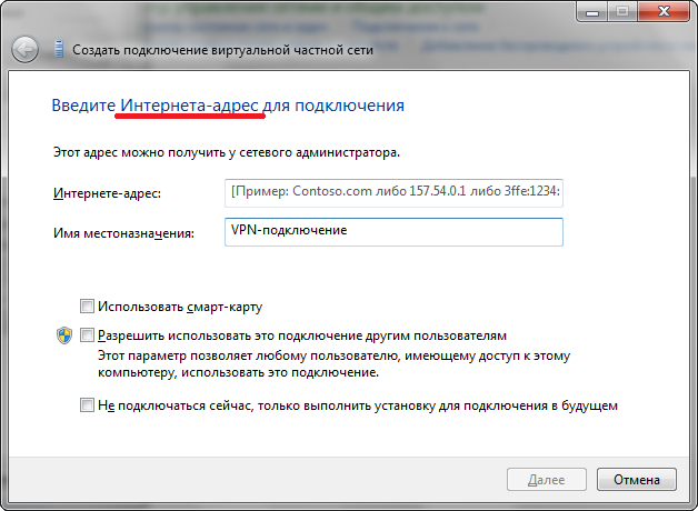 Интернета адрес