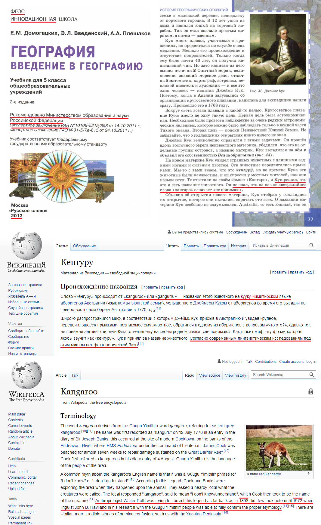 Происхождение названия кенгуру (г. Москва) Происхождение названия кенгуру (г. Москва)