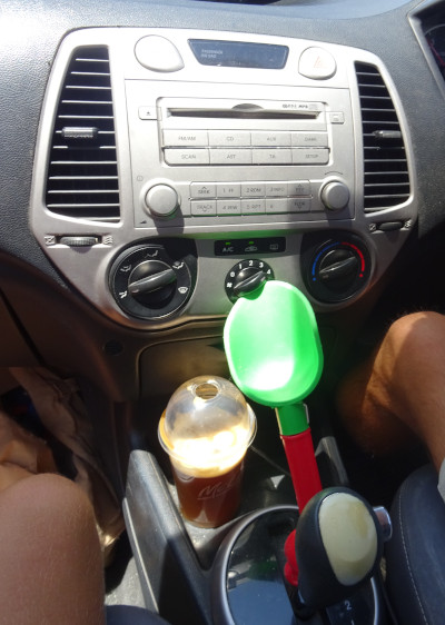Shovel As a Fix for a Car Air Conditioner (Cyprus)