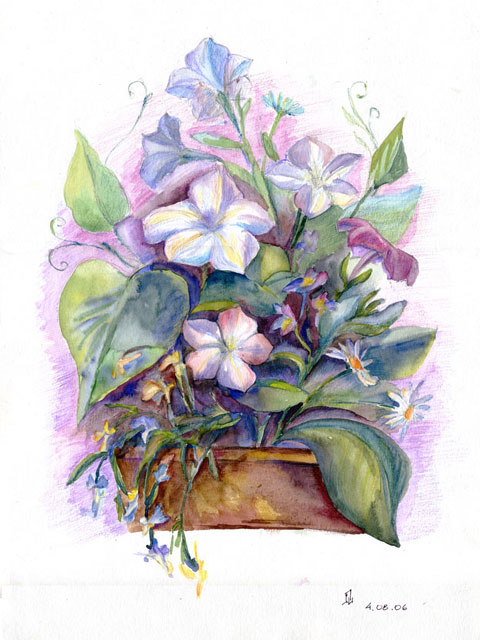 In Memory of Summer 
(water-color + water-color pencils, 2006)