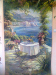 У моря 
(фреска, настенная роспись; ДВП 250 х 120 см, грунт, масло; 2014 год)