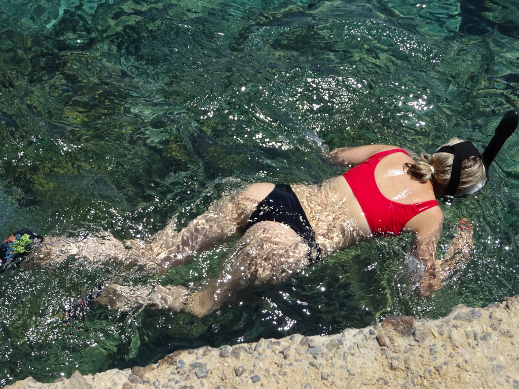 Diver Girl in Egypt in a Swimsuit Colored Like Its Flag