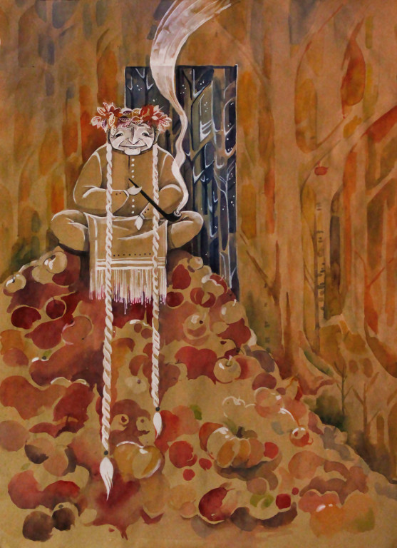 Autumn-Man 
(craft paper, water colors, gel pen)