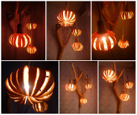 EcoLamp 
(night-lamp with brightness control made of cherry-plum branch, jute rope and citrus peel)