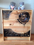 Enigma-Style Chest of Drawers 
(wood, tempera, acryle, gel pen, acrylic lacquer)