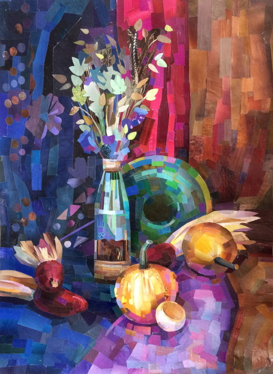 Golden Pumpkins Still-Life 
(collage)