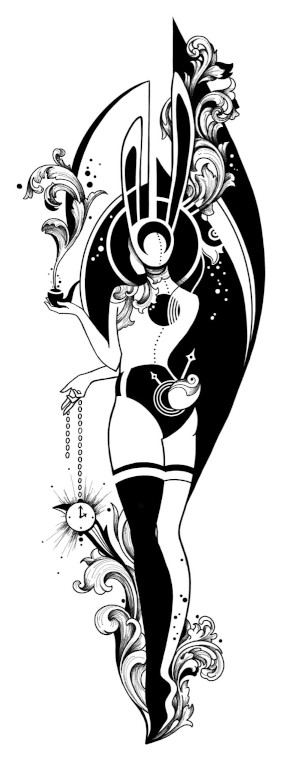 Rabbit Lady with a Clock