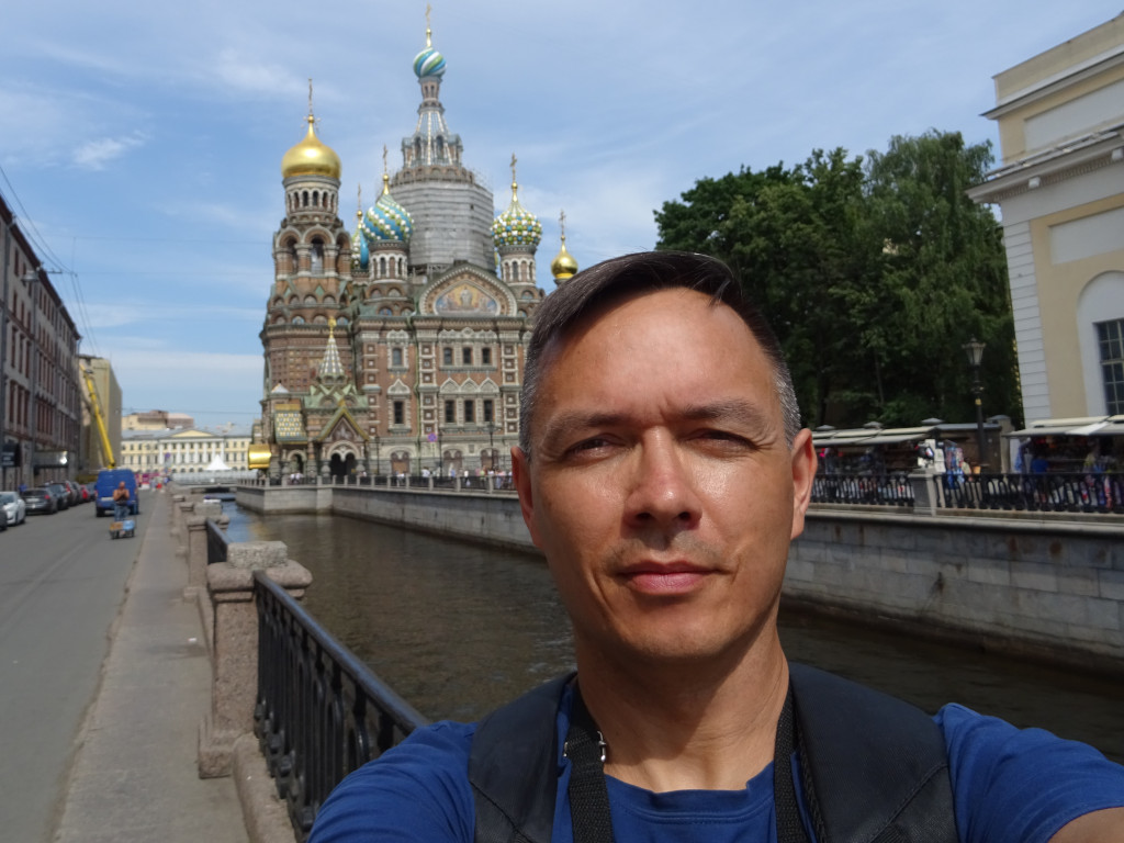 2021.07.13 A selfie against the background of the Church of the Savior on Blood in Saint Petersurg (the city of my selfies), Russia.