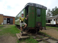 2022.06.05 With one of the elderly wagons in the former Pereslavl Railway Museum, now the Museum of Steam Locomotives “Kukushka” (now I know what kind of “Ku” it is 😉).