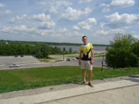 2022.06.10 On the observation deck at the monument to Ilya Muromets with a view of the Murom embankment of the Oka, more impressive than our Vladimir region's Klyazma (Russia).