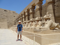 2022.08.21 Another photograph with mutton-like sphinxes, only now not outside but inside the Karnak Temple (Ipt-swt) complex.