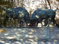 2022.10.10 Со скульптурой (хотя правильнее сказать, «в скульптуре») «Борющиеся зубры» (Kämpfende Wisente, 1911) немецкого скульптора-анималиста Августа Гауля (Georg August Gaul, 1869 – 1921).