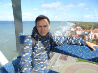 2022.10.12 Колесо обозрения «Глаз Балтики» в Зеленоградске (Cranz): наверху, с видом на Балтийское море и Куршскую косу.