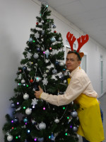 2022.12.30 “Such a Christmas tree – and is mine!” the New Year's deer thought, dressed in the apron of the Vladimir art studio “Brushes-Paints”.