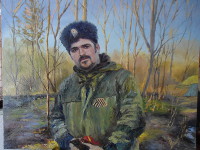 Cossack's Portrait in Front of Landscape 
(canvas of 60 x 50 cm, oil painting; year of 2015)