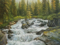 Tumultuous River 
(canvas of 60 x 50 cm, oil painting; year of 2015)