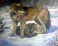 Wolves 
(canvas of 120 x 100 cm, oil painting; year of 2015)