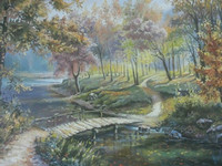 Wooden Bridge 
(canvas of 60 x 50 cm, oil painting; year of 2015)
