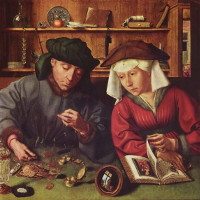 Меняла с женой (De goudweger en zijn vrouw) © 1514 Квентин Массейс (Quentin Matsys)