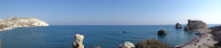 Морская панорама с пляжем Афродиты (παραλία Αφροδίτη), древнегреческой богини красоты и любви, на (почти греческом) острове Кипр (Κύπρος).